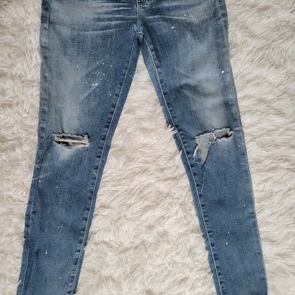 AG The Legging Ankle Skinny Paint Splatter Distressed Jeans - Picture 4 of 14